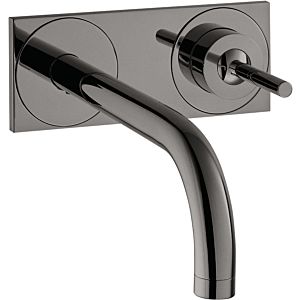 hansgrohe Axor Uno Fertigmontageset 38115330 Unterputz-Waschtischarmatur, Pin-Griff, Platte, Ausladung 225 mm, polished black chrome